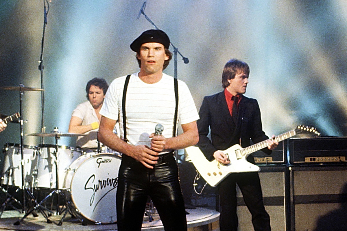 Zespół rockowy "Survivor", 1982. (L-R) Stephan Ellis (bass), Marc Droubay (drums), Dave Bickler (vocals), Frankie Sullivan (guitar), Jim Peterik (keyboards).