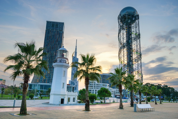 Lighthouse and Cityscape at the Batumi Promenade, Georgia