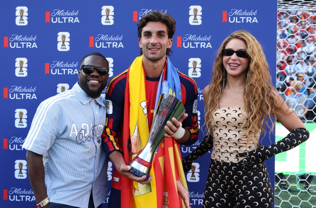 Shakira, Kevin Hart, Ferran Torres podczas finału Mistrzostw Świata FIFA 2026