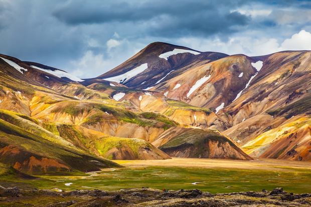 The valley of park Landmannalaugar in warm July