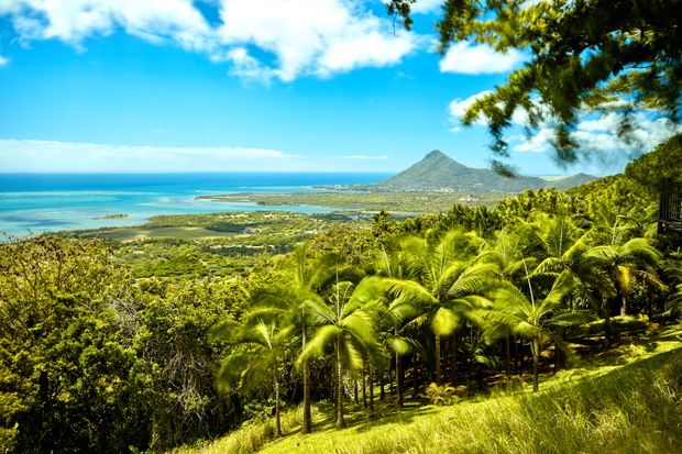Beautiful coast of Mauritius seen from the viewing point if Chamarel