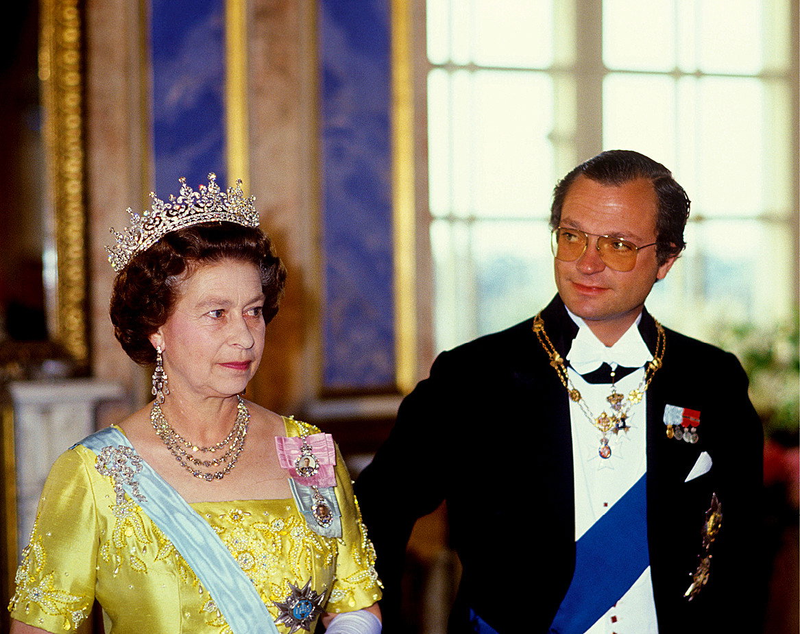 Królowa Elżbieta II, król Karol XVI Gustaw, Sztokholm, Szwecja, 25.05.1983 rok