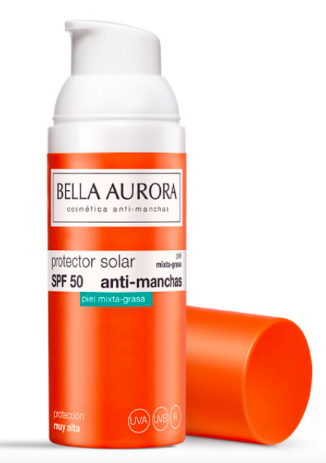 Żel-krem przeciwsłoneczny z filtrem SPF 50+ do skóry mieszanej i tłustej SPF 50, Bella Aurora