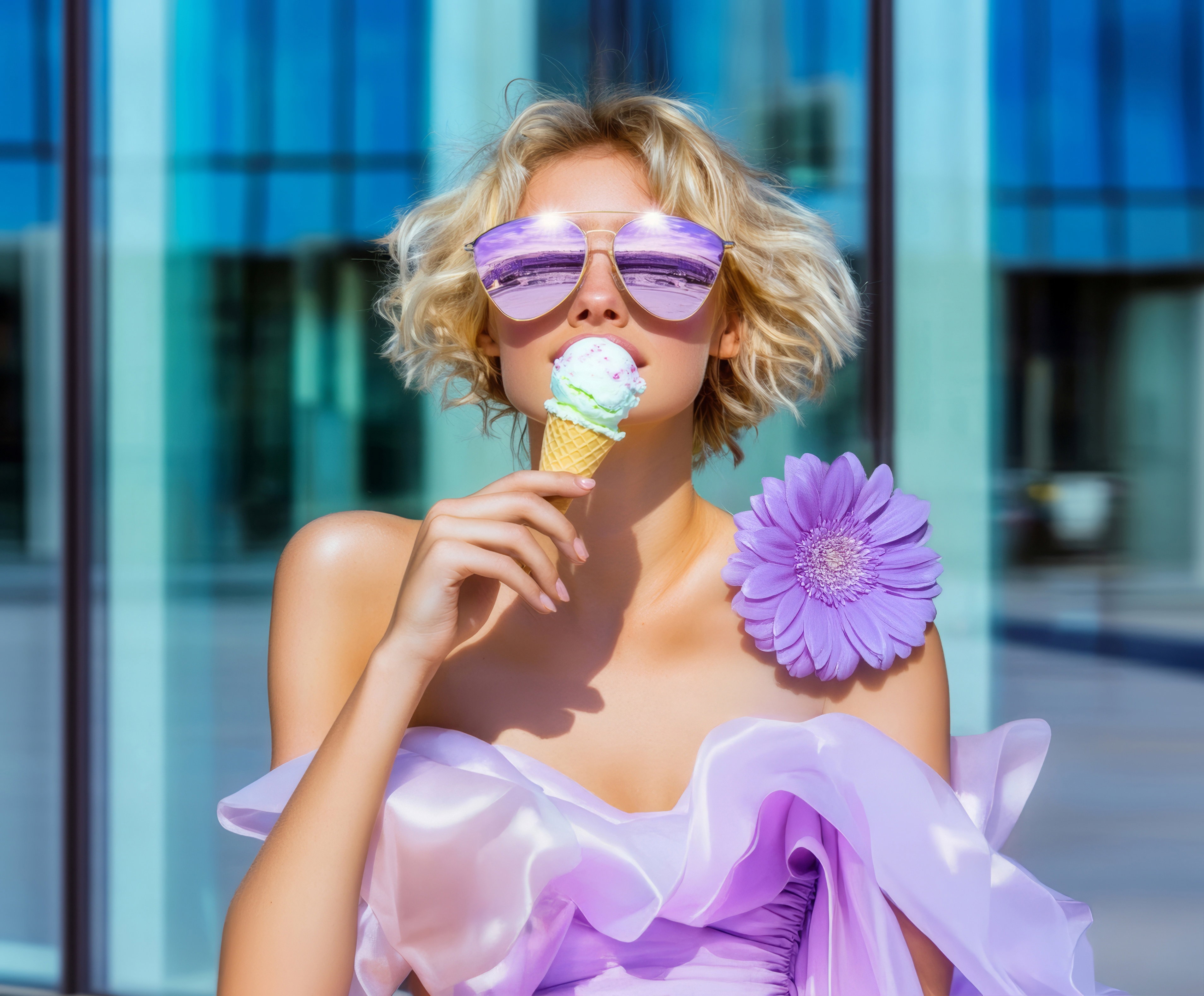 Kobieta jedząca lody