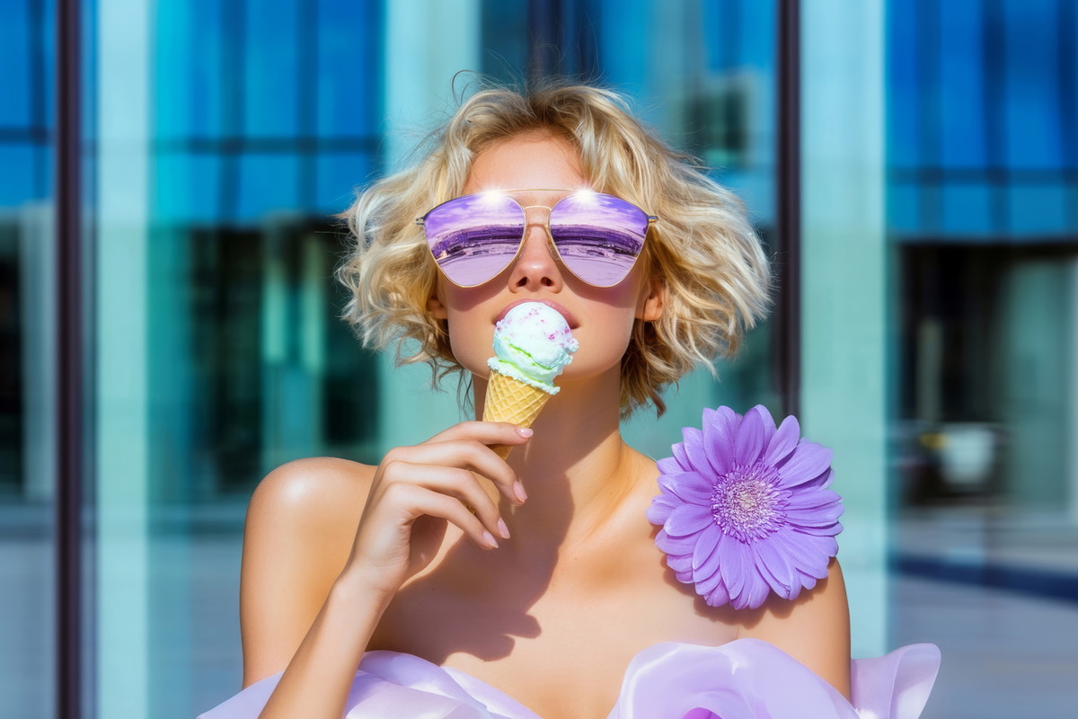 Kobieta jedząca lody
