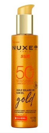 Nuxe Sun Rozświetlający olejek z drobinkami do opalania twarzy i ciała SPF 50