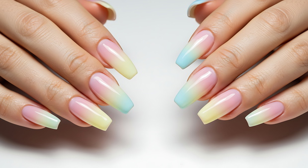 Kolorowe ballerina nails