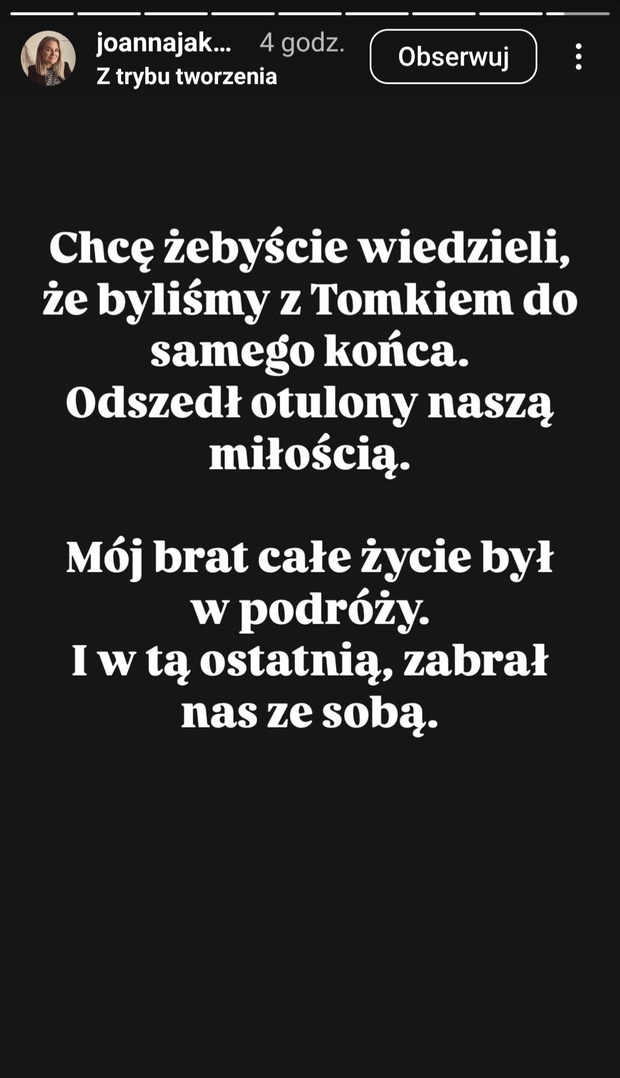 Wpisy siostry Tomasza Jakubiaka