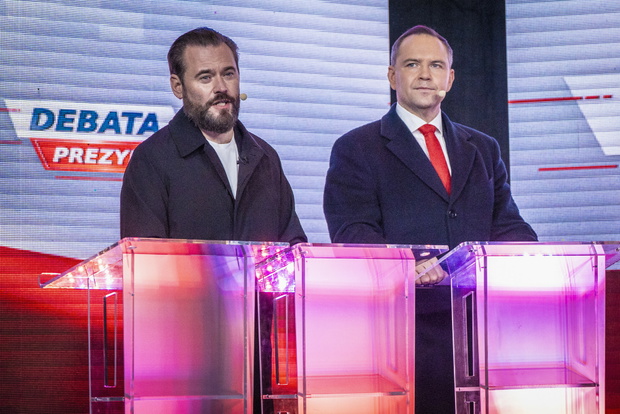 Krzysztof Stanowski, Karol Nawrocki, 11.04.2025 Końskie Debata Prezydencka organizowana przez prawicowe telewizje TV Republika i wPolsce24 na Rynku w Końskich