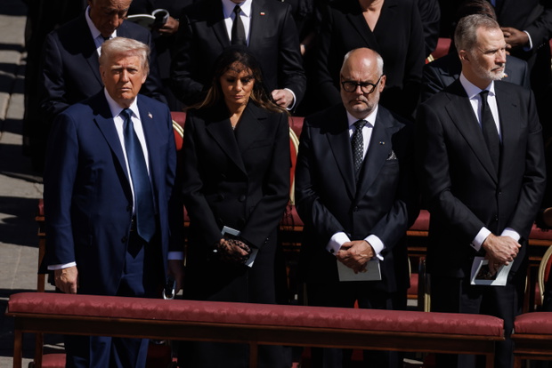 Donald Trump, Melania Trump, Alar Karis, Król Hiszpanii Filip VI, pogrzeb papieża Franciszka, 26 kwienia 2025