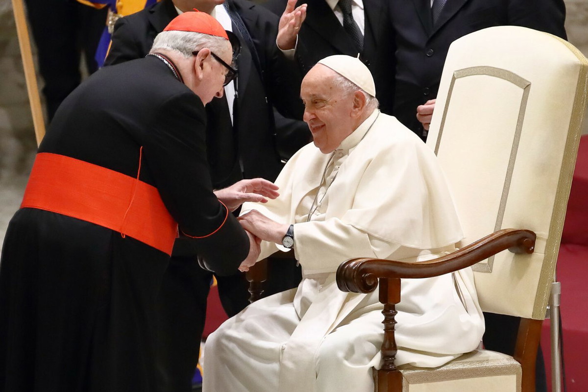 Papież Franciszek, kardynał Stanisław Ryłko, Watykan, 16.12.2023 r. - jamnik