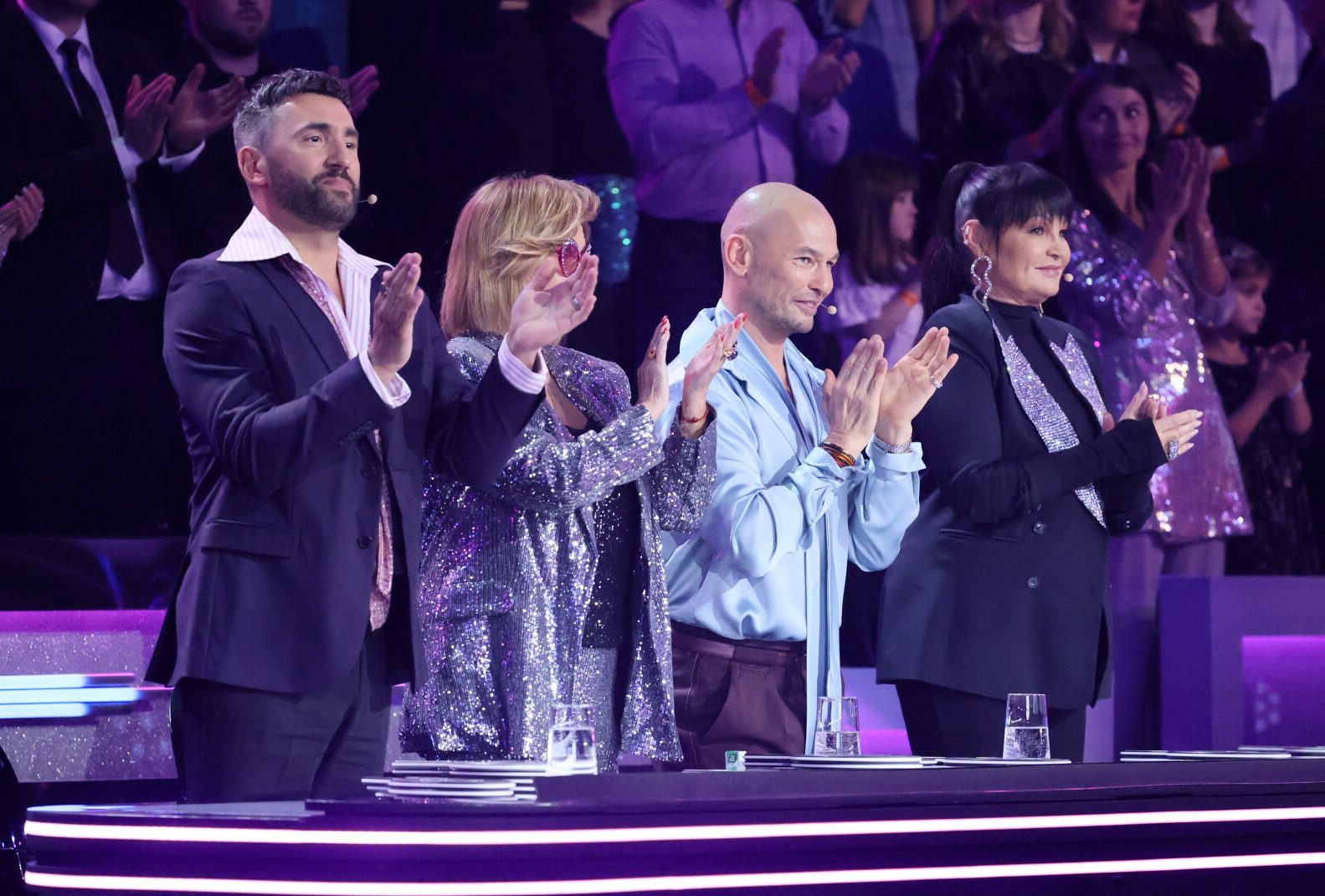 Rafał Maserak, Ewa Kasprzyk, Tomasz Wygoda, Iwona Pavlović, „Taniec z Gwiazdami”, Warszawa, 30.03.2025 r. - jamnik