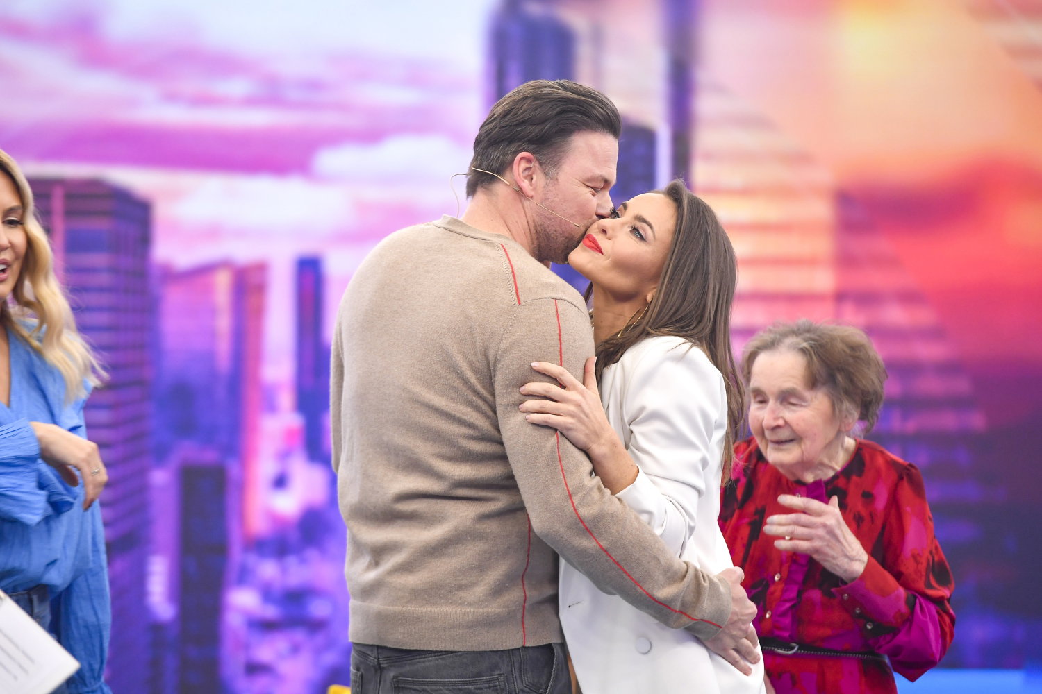 Piotr Bukowiecki, Edyta Herbuś z babcią Tolą, studio „halo tu Polsat”, Warszawa. 29.03.2025 r.