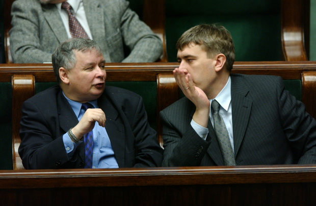 14.03.2003  WARSZAWA  Jarosław Kaczyński i Roman Giertych