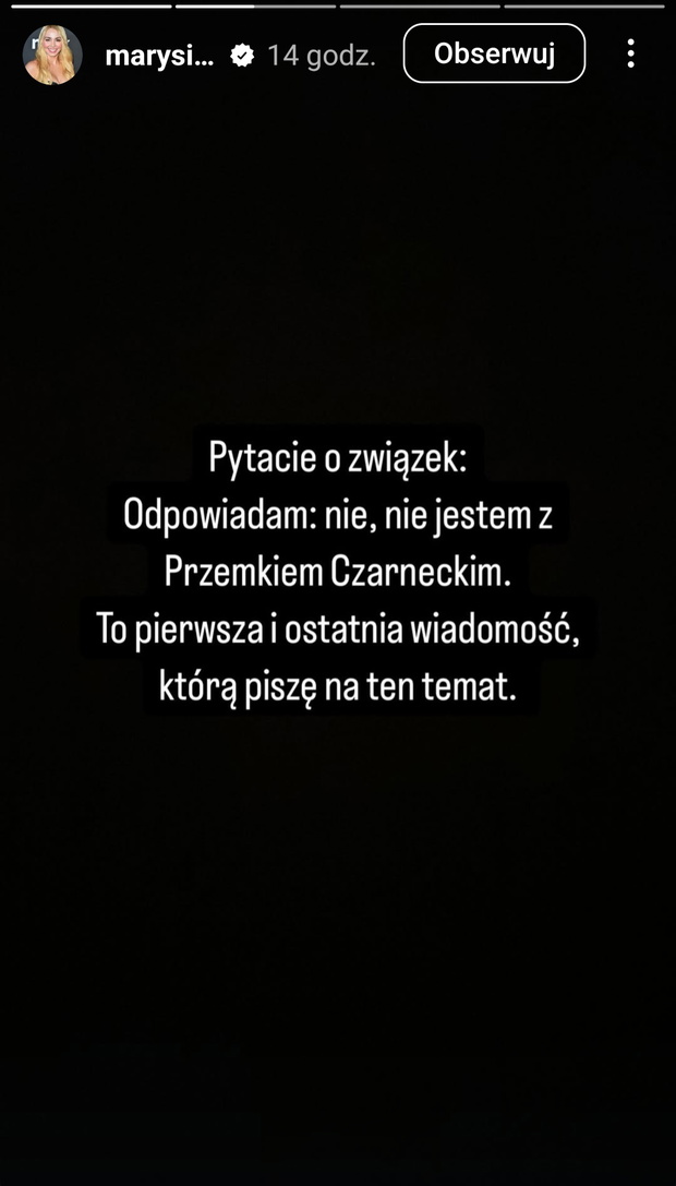 Marianna Schreiber potwierdziła rozstanie z Przemysławem Czarneckim