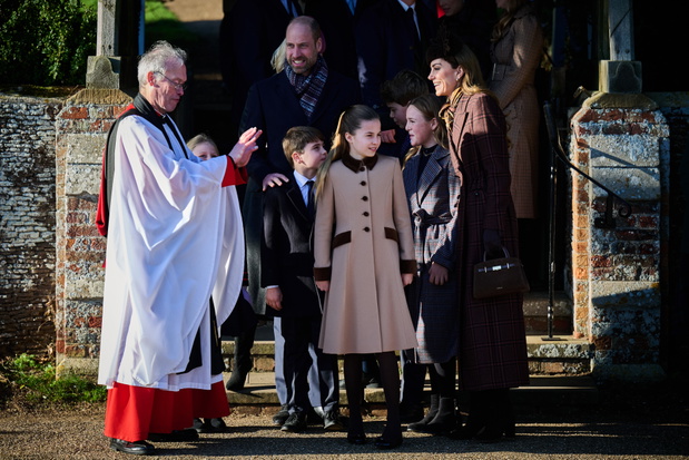 Książę George, książę William, księżna Kate, księżniczka Charlotte, 25 grudnia 2025