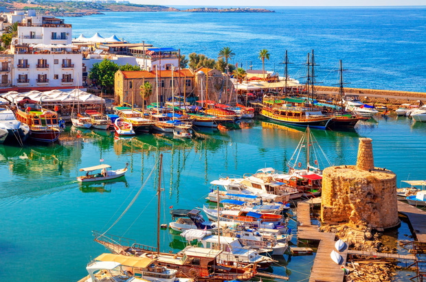 Kyrenia (Girne) old harbour on the northern coast of Cyprus.