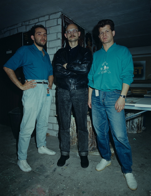Polska 1984. Polski zespół rockowy Kombi, od lewej: wokalista Grzegorz Skawiński, klawiszowiec Sławomir Łosowski, gitarzysta Waldemar Tkaczyk.