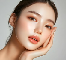 asian beauty woman with clean fresh skin on white background, .beauty and spa , Face care and treatment, Cosmetology, plastic surgery, cosmetic surgery, korean girl, korean woman, Generative AI