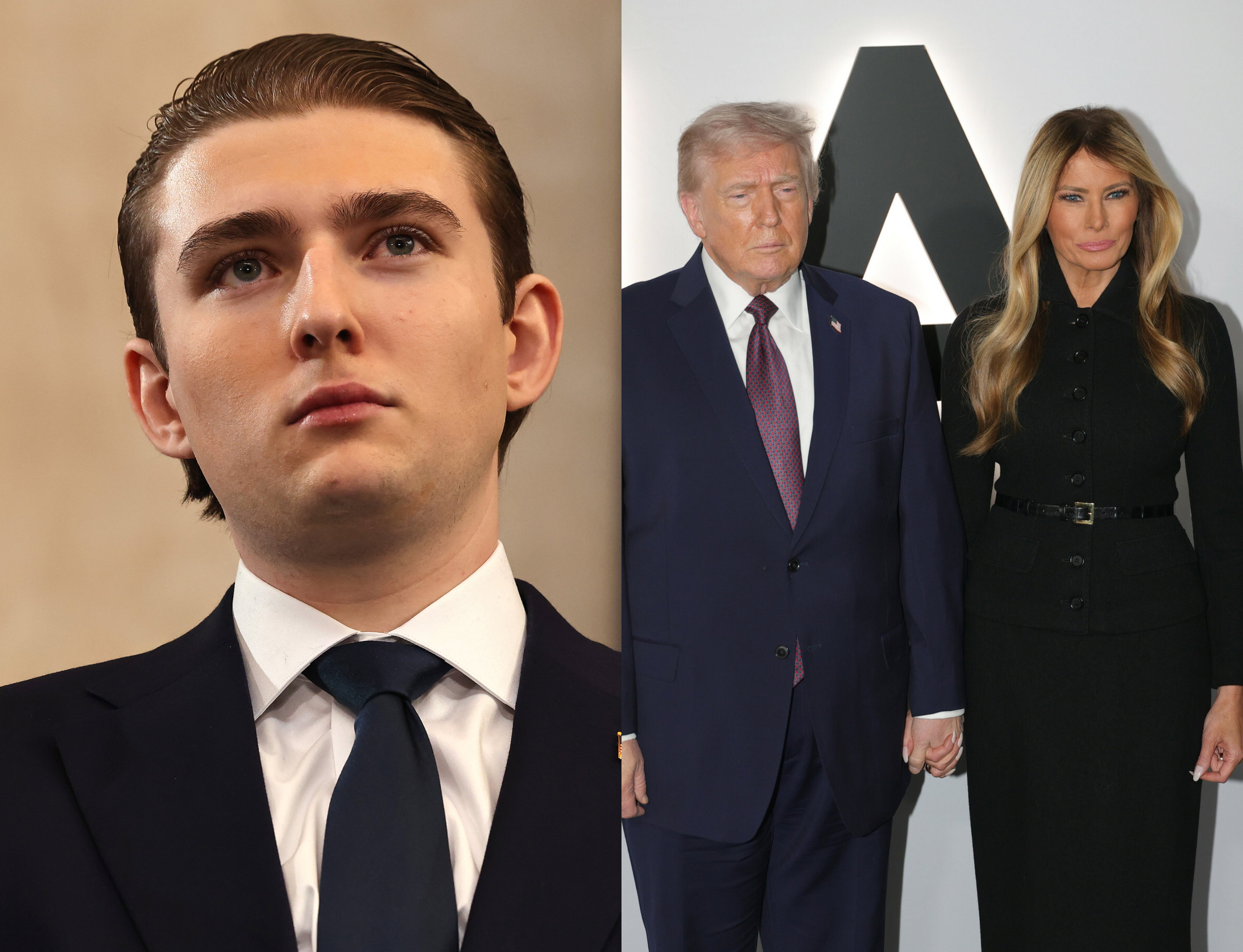 Barron Trump, Donald Trump, Melania Trump.