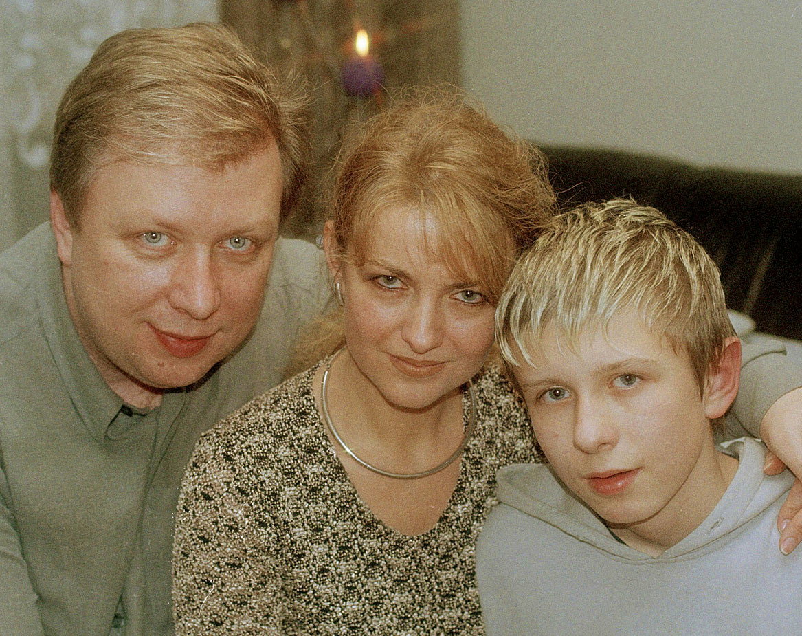 Marek Sierocki z żoną, Urszula Sierocka, Maciej Sierocki, Warszawa 2000 rok