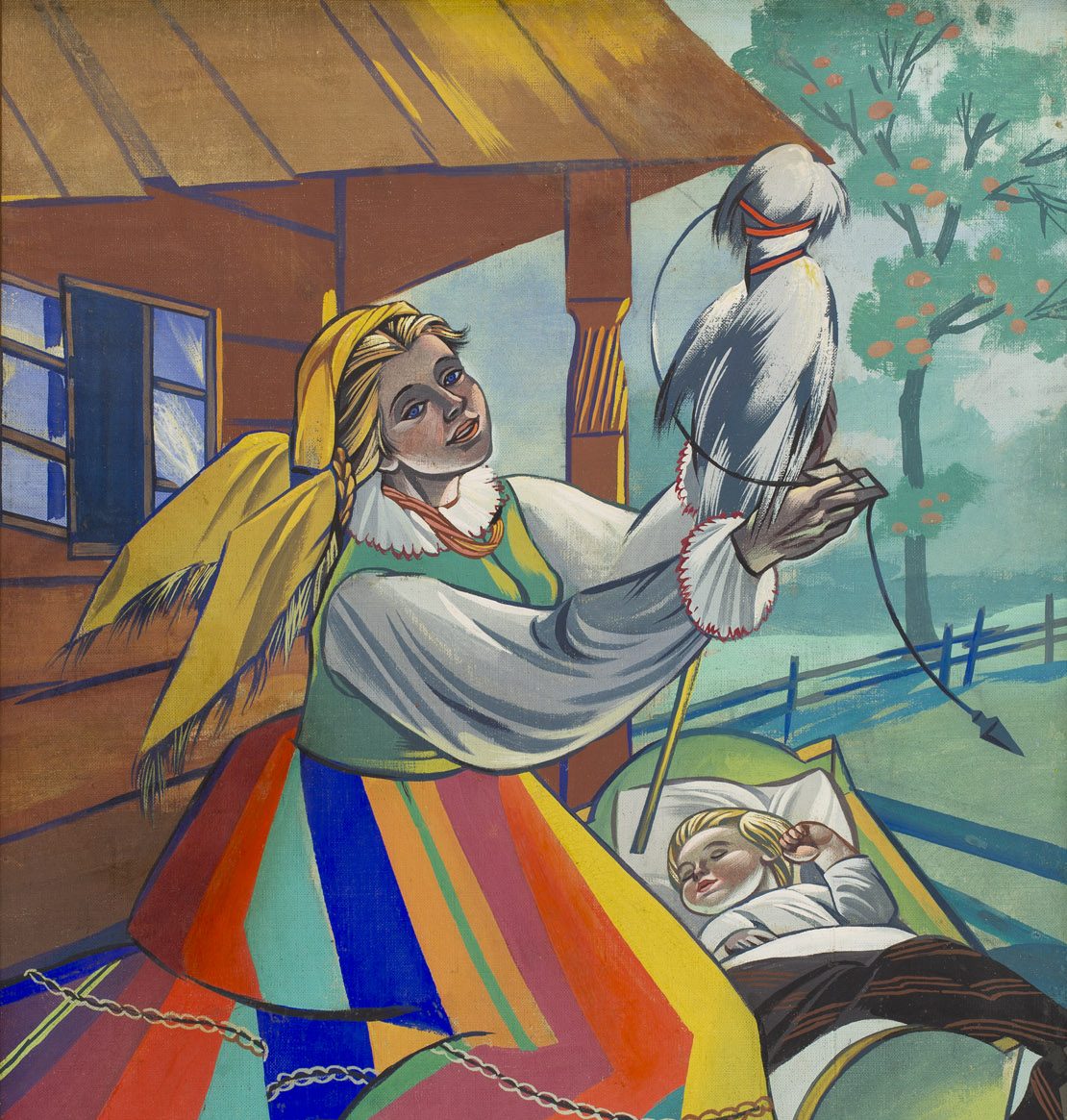 Zofia Stryjeńska Prządka przy kołysce, lata 40. XX w., DESA Unicum