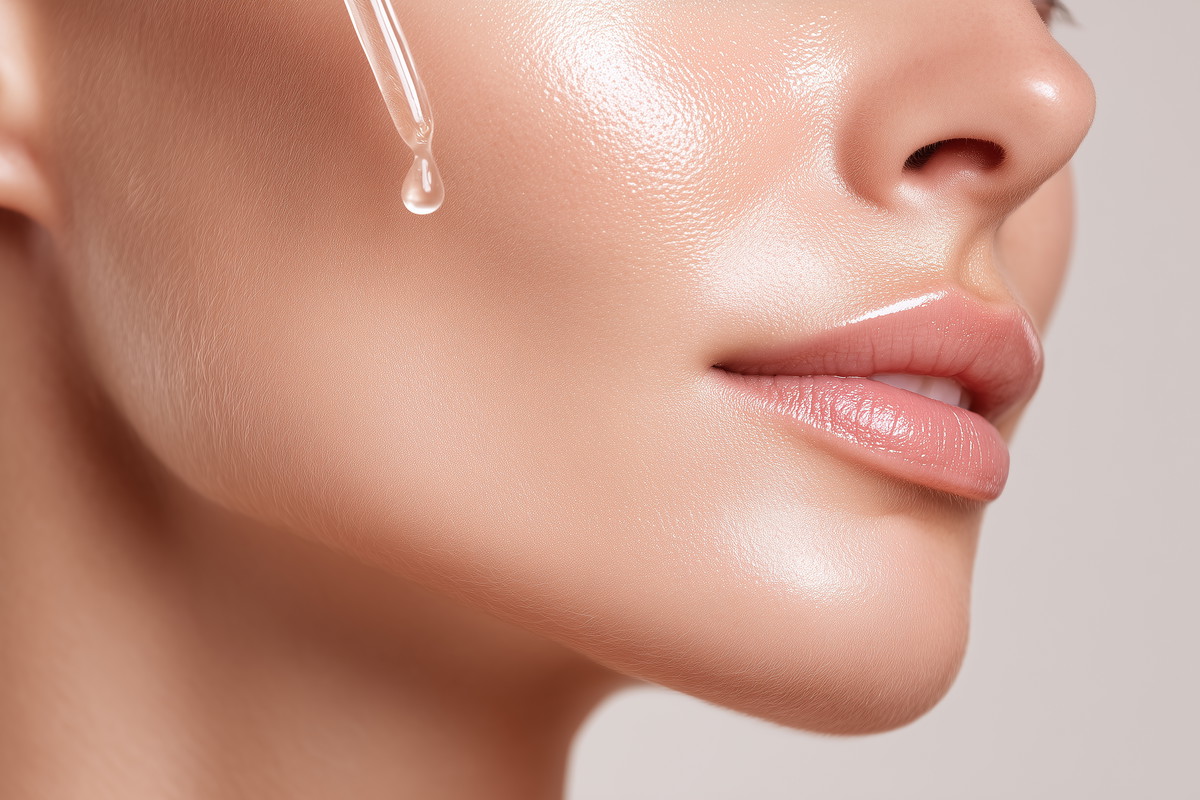 kobieta z serum przy skórze