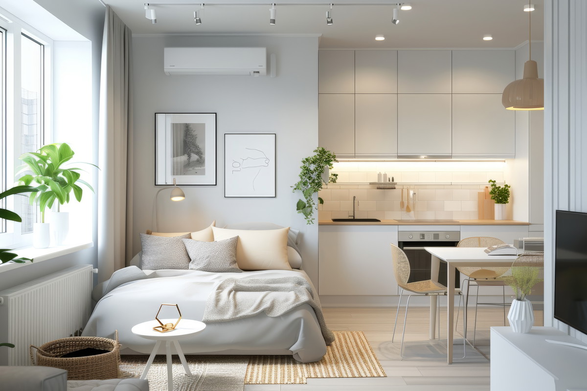 Skandynawskie studio małe mieszkanie luksusowy design