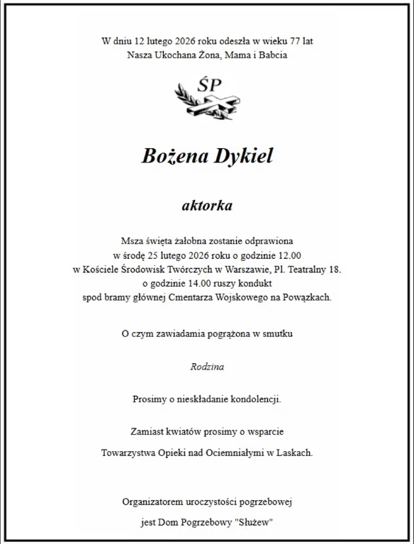 Bożena Dykiel pogrzeb