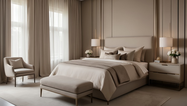 Sypialnia w stylu quiet luxury