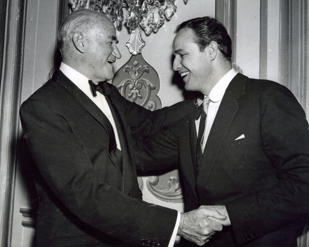 MARLON BANDO US actor with film director  Samuel Goldwyn about 1956