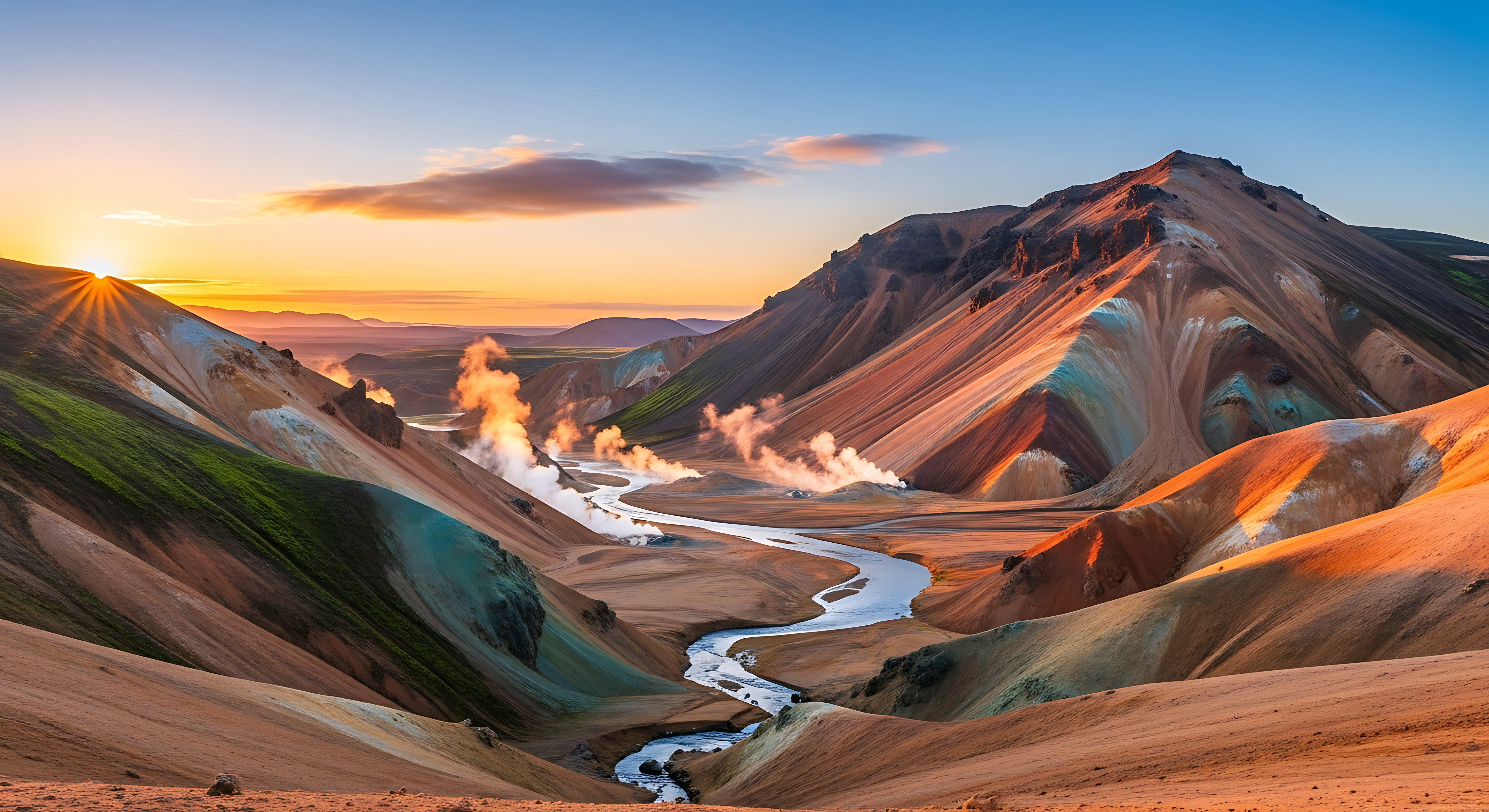 Zachód słońca w Landmannalaugar/