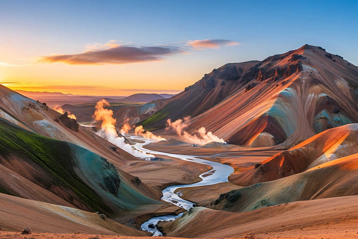 Zachód słońca w Landmannalaugar/