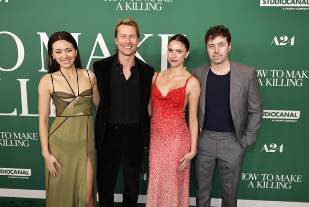 Jessica Henwick, Glen Powell, Margaret Qualley i John Patton Ford na premierze filmu "Przepis na morderstwo". 14.02.2026, Los Angeles, USA.