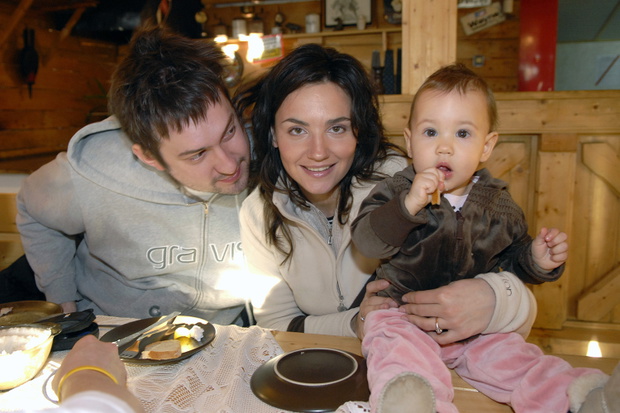 Marcin Prokop z żoną Marią i córką Zosią, 2007 r.