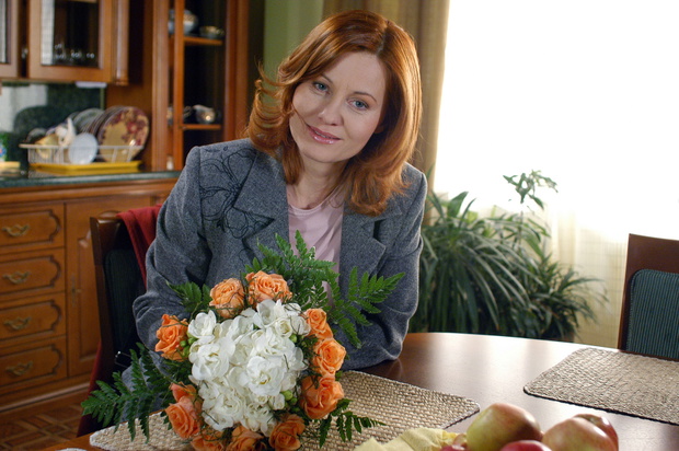 Ewa Skibińska. plan serialu "Pierwsza miłość". 2005.