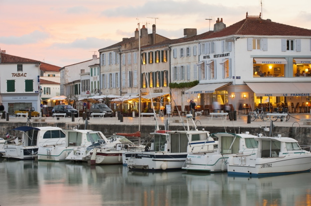 La Flotte, Harbor in the evening, Ile de Re island, Departement Charentes Maritime, France, Europe