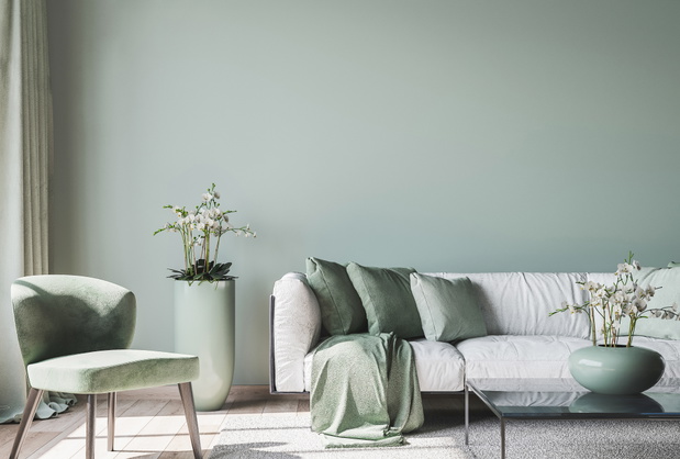 living room interior mock up, modern furniture and trendy home a
