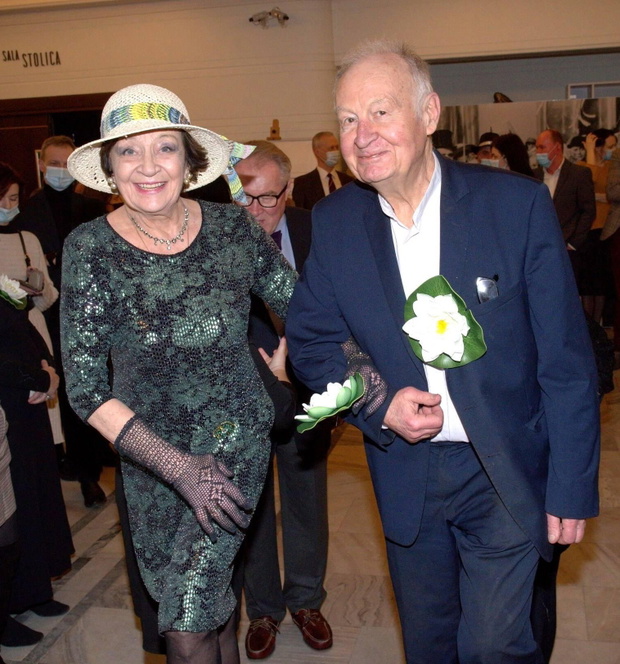 Warszawa, 12.02.2022. Wernisaż wystawy „Moje noce, moje dni. Maria Dąbrowska w 50. rocznicę śmierci", Ewa Dałkowska, Tomasz Miernowski