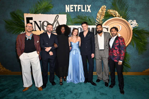Nicholas Aaron, Philip Barantini, Sharon Duncan-Brewster, Millie Bobby Brown, Louis Partridge, Himesh Patel i Joe Azzopardi na premierze filmu "Enola Holmes 3" - 25.06.2026, Nowy Jork, USA