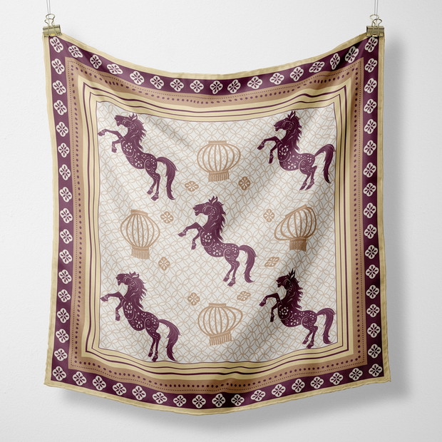 Jedwabny apaszka burgundowy rumak, Love Silk, 199 zł.