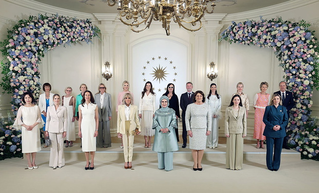 Turkish First Lady Emine Erdogan hosts spouses of leaders
