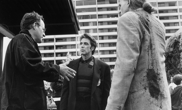 Micheal Mann, Al Pacino i Val Kilmer na planie filmu "Gorączka"
