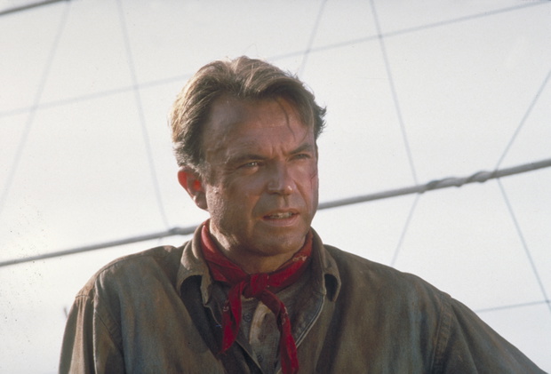 Sam Neill jako Dr. Alan Grant, 'Jurassic Park', 1993.