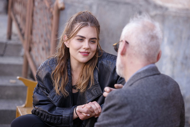 Morgane Polański na planie filmu „The Partisan” w Bystrzycy Kłodzkiej, film o Krystynie Skarbek, 28.05.2023 r.