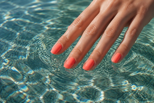 Koralowy manicure