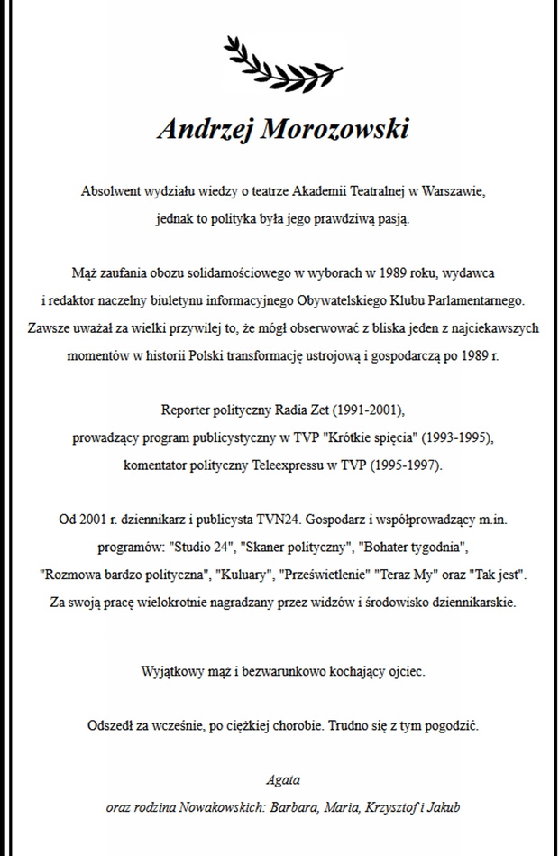 Nekrolog Andrzej Morozowski