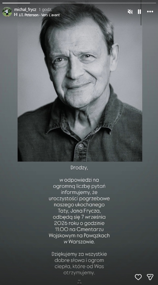 Jan Frycz szczegóły pogrzebu