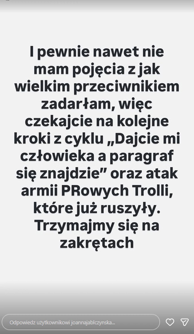 Instagram Joanny Jabłczyńskiej