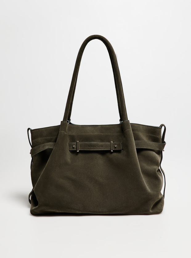 Duża torba shopper ze skóry zamszowej